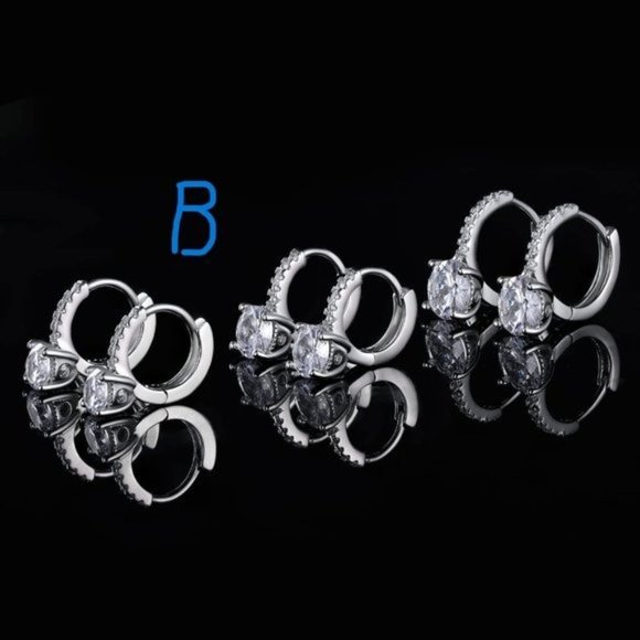 New 18K White Gold Plated Round Princess Cut Clear Cubic Zirconia Tear D… - Picture 8 of 11